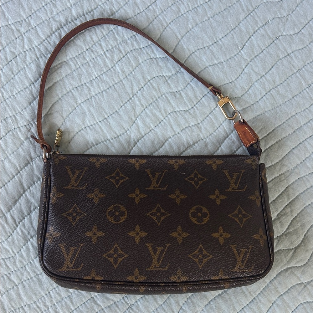 Louis Vuitton Monogram Canvas Mini Pochette - Brown & Gold Hardware